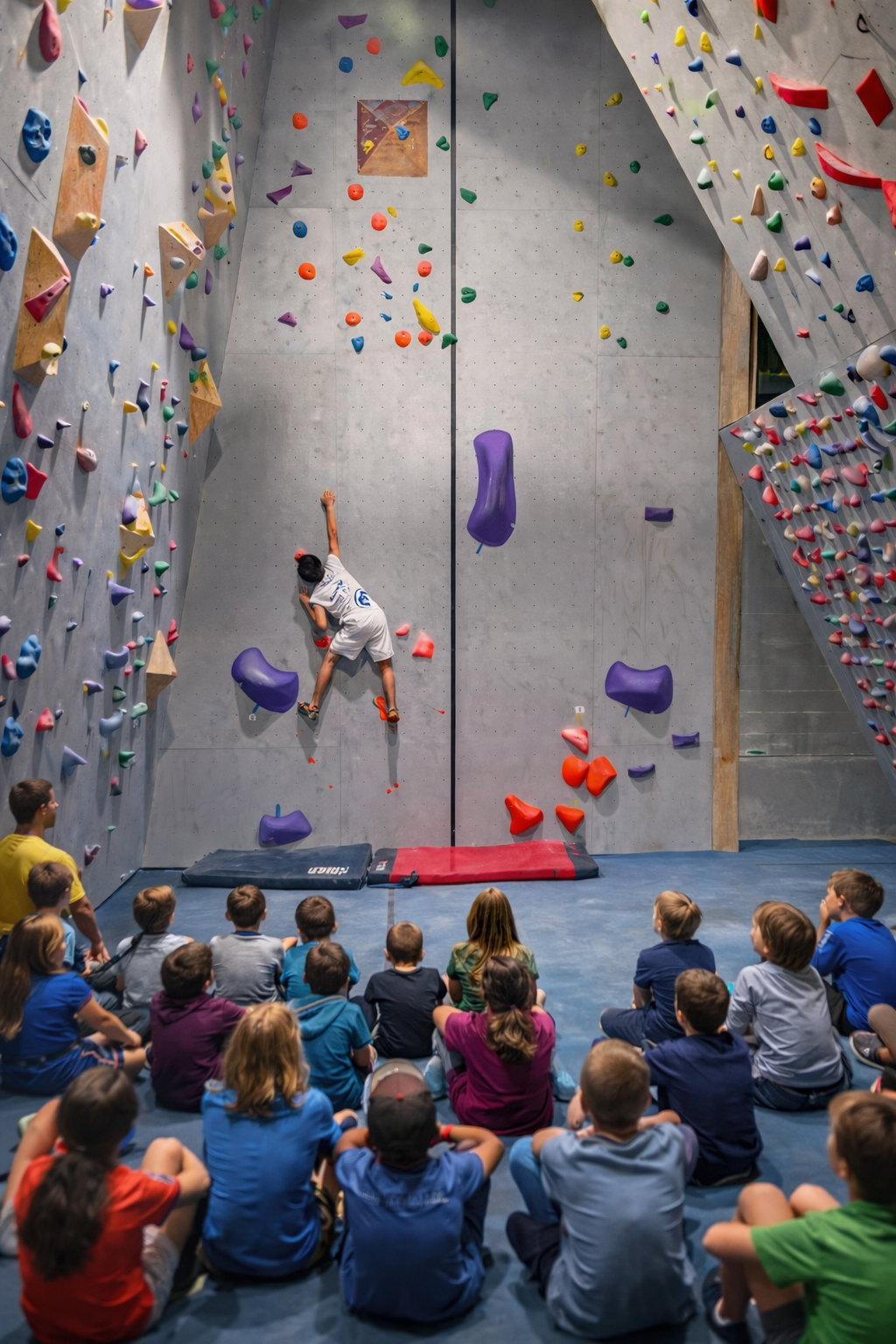 Casal d'escalada - entrenador ensenyant